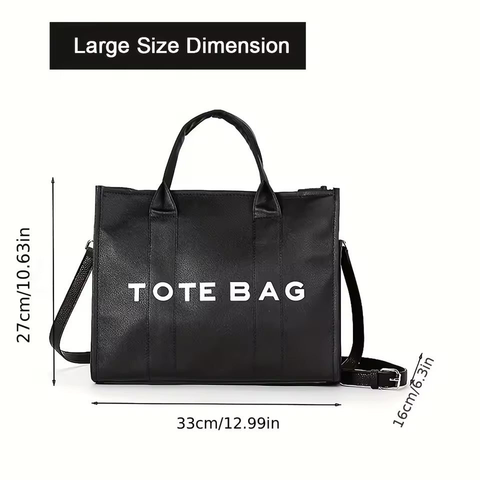 Women's Casual Tote Bag, Fashion PU Leather Shoulder Bag, Large Capacity Travel Handbag