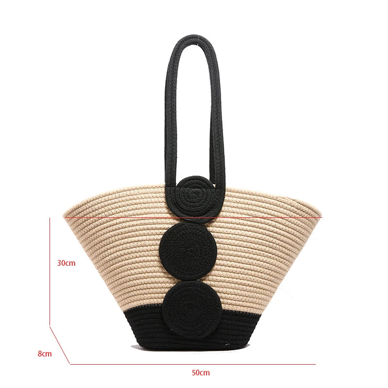 Fashion Large Tote Straw Handbags Designer Woven Women Shoulder Bags Bohemian Beach Bag Travel Sac A Main
