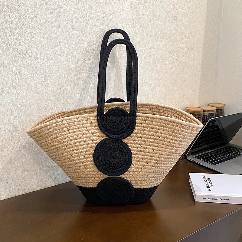 Fashion Large Tote Straw Handbags Designer Woven Women Shoulder Bags Bohemian Beach Bag Travel Sac A Main