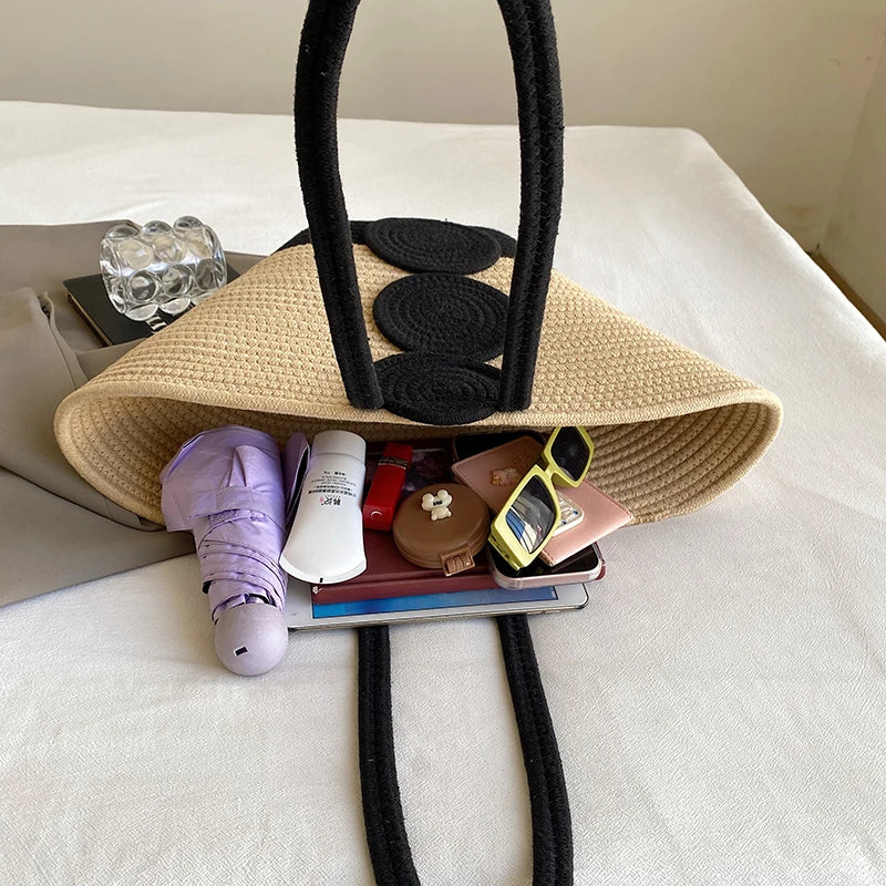 Fashion Large Tote Straw Handbags Designer Woven Women Shoulder Bags Bohemian Beach Bag Travel Sac A Main