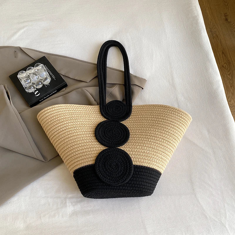 Fashion Large Tote Straw Handbags Designer Woven Women Shoulder Bags Bohemian Beach Bag Travel Sac A Main