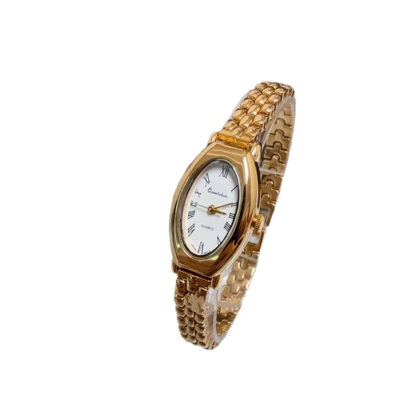 Oval Mesh Belt Retro Golden Simple Graceful Backflow Gold-plated Quartz Watch