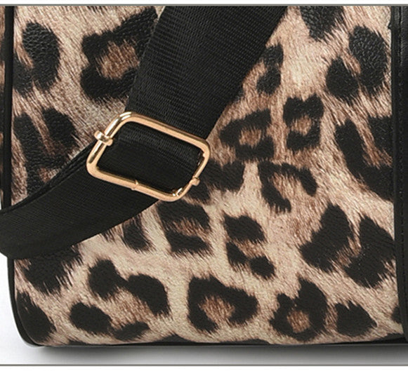Large Capacity Leopard Print Contrast Tote Bag Shoulder Gym Bag